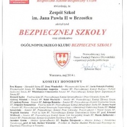ZDOBYLIŚMY CERTYFIKAT BEZPIECZNEJ SZKOŁY! 