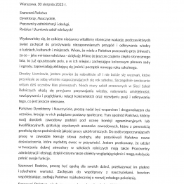 List Ministra Rolnictwa i Rozwoju Wsi z okazji rozpoczęcia roku szkolnego